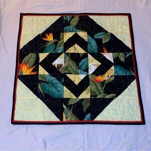 Tropical Patterned Quilt with Black and Green Accents small throw or wall decor